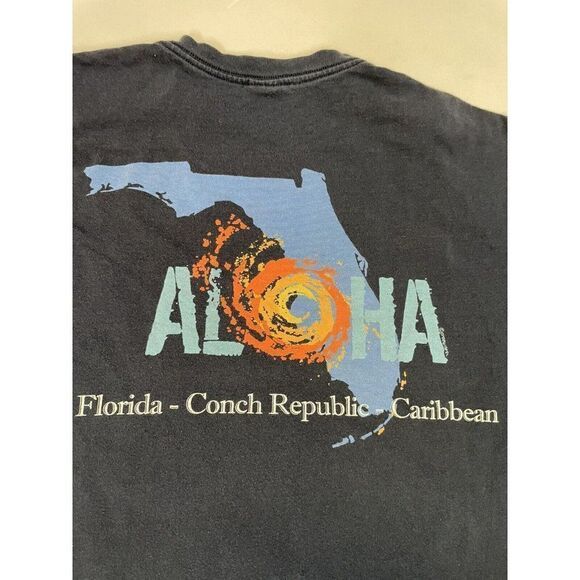 Crazy Shirts Aloha Florida Conch Republic Graphic T-shirt Men Large Blue - Picture 2 of 7